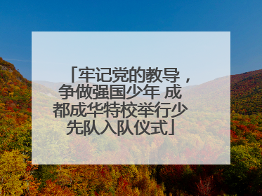 牢记党的教导，争做强国少年 成都成华特校举行少先队入队仪式