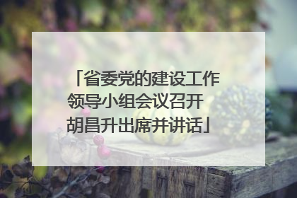 省委党的建设工作领导小组会议召开 胡昌升出席并讲话