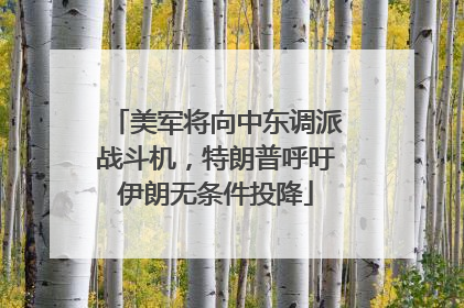 美军将向中东调派战斗机，特朗普呼吁伊朗无条件投降