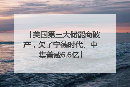 美国第三大储能商破产，欠了宁德时代、中集普威6.6亿