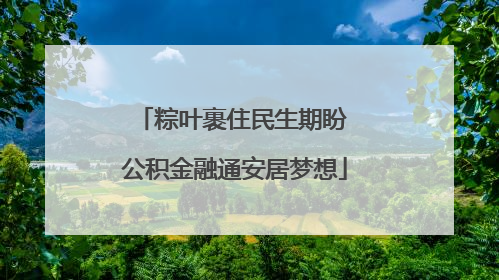 粽叶裹住民生期盼 公积金融通安居梦想