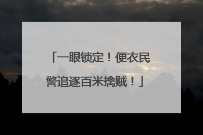 一眼锁定！便衣民警追逐百米擒贼！