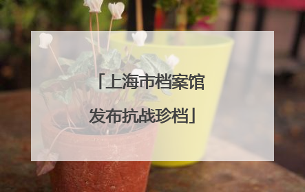 上海市档案馆发布抗战珍档