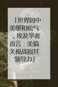 世界因中美缓和松气，埃及学者直言：美搞关税战损其领导力
