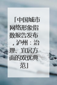 中国城市网络形象指数报告发布，泸州：治理、宜居方面的双优典范