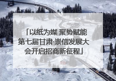 以纸为媒 聚势赋能 第七届甘肃·崇信发展大会开启招商新征程