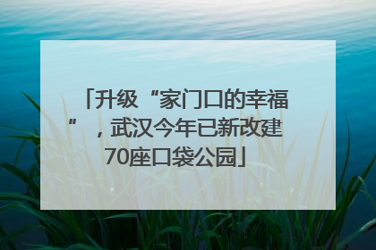升级“家门口的幸福”，武汉今年已新改建70座口袋公园