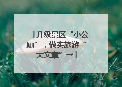 升级景区“小公厕”，做实旅游“大文章”→
