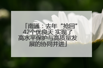 南通：去年“抢回”42个优良天 实现了高水平保护与高质量发展的协同并进