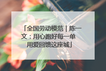 全国劳动模范｜陈一文：用心跑好每一单 用爱回馈这座城