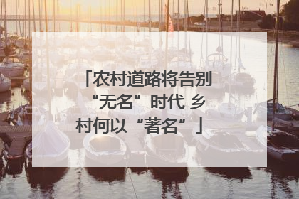 农村道路将告别“无名”时代 乡村何以“著名”