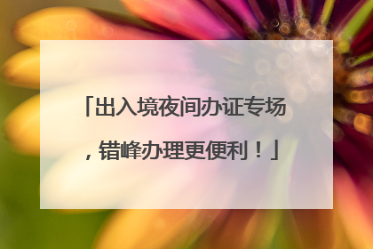 出入境夜间办证专场，错峰办理更便利！