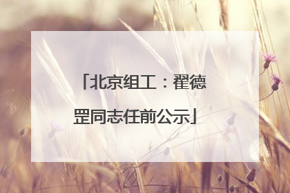 北京组工：翟德罡同志任前公示