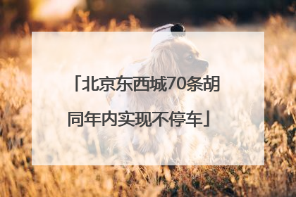 北京东西城70条胡同年内实现不停车