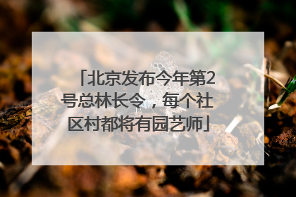 北京发布今年第2号总林长令，每个社区村都将有园艺师