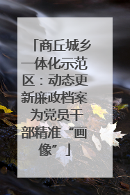 商丘城乡一体化示范区：动态更新廉政档案 为党员干部精准“画像”