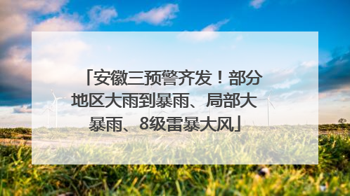 安徽三预警齐发！部分地区大雨到暴雨、局部大暴雨、8级雷暴大风