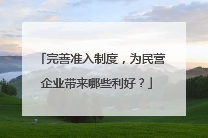 完善准入制度，为民营企业带来哪些利好？