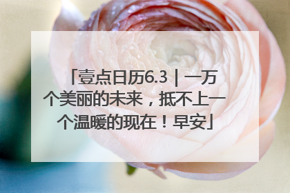 壹点日历6.3｜一万个美丽的未来，抵不上一个温暖的现在！早安