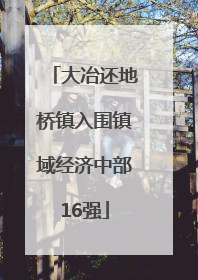 大冶还地桥镇入围镇域经济中部16强