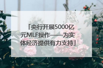 央行开展5000亿元MLF操作——为实体经济提供有力支持