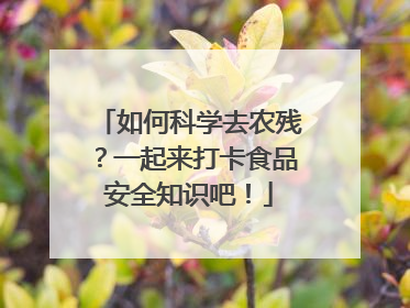 如何科学去农残？一起来打卡食品安全知识吧！