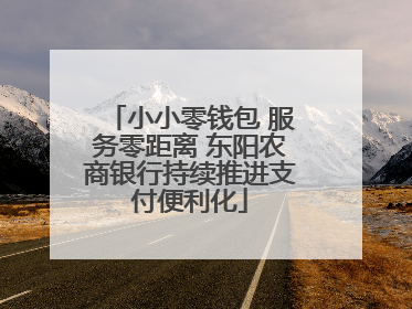 小小零钱包 服务零距离 东阳农商银行持续推进支付便利化