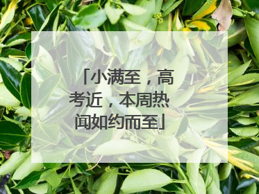 小满至，高考近，本周热闻如约而至