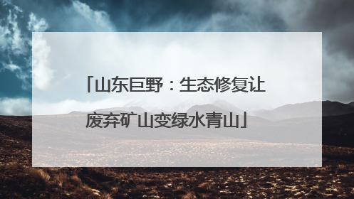 山东巨野：生态修复让废弃矿山变绿水青山