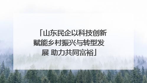 山东民企以科技创新赋能乡村振兴与转型发展 助力共同富裕