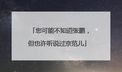 您可能不知道张鹏，但也许听说过京范儿