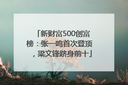 新财富500创富榜：张一鸣首次登顶，梁文锋跻身前十