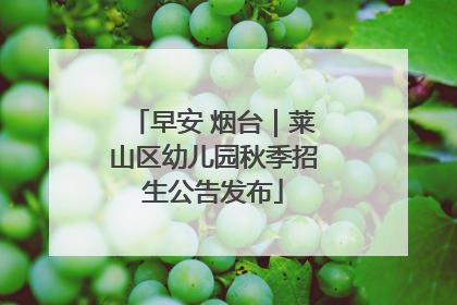 早安 烟台｜莱山区幼儿园秋季招生公告发布
