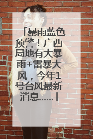 暴雨蓝色预警！广西局地有大暴雨+雷暴大风，今年1号台风最新消息……