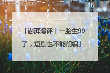 澎湃漫评丨一胎生99子，短剧也不能胡编