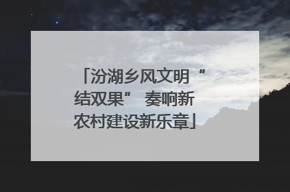 汾湖乡风文明“结双果” 奏响新农村建设新乐章