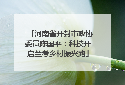 河南省开封市政协委员陈国平：科技开启兰考乡村振兴路