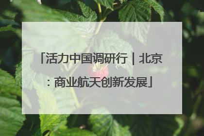 活力中国调研行｜北京：商业航天创新发展
