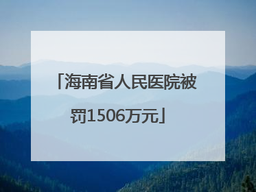 海南省人民医院被罚1506万元