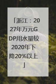 浙江：2027年万元GDP用水量较2020年下降20%以上