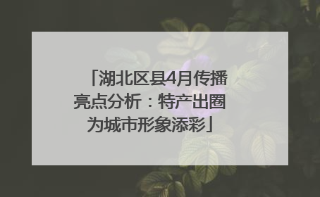 湖北区县4月传播亮点分析：特产出圈为城市形象添彩