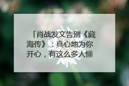 肖战发文告别《藏海传》：真心地为你开心，有这么多人懂你，导演回应“是否有第二季”
