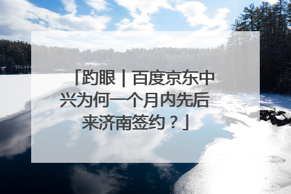 趵眼｜百度京东中兴为何一个月内先后来济南签约？