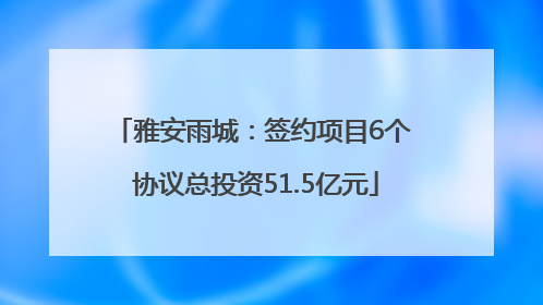 雅安雨城：签约项目6个 协议总投资51.5亿元