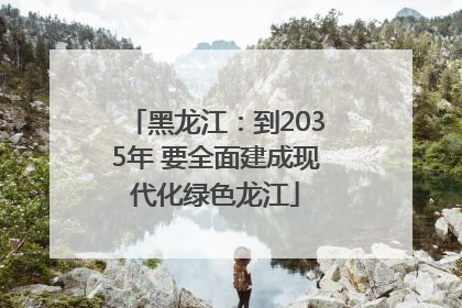 黑龙江：到2035年 要全面建成现代化绿色龙江