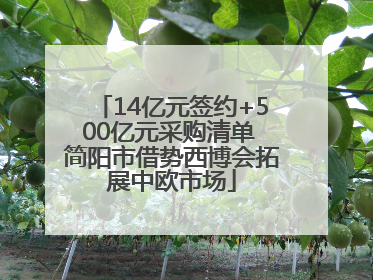 14亿元签约+500亿元采购清单 简阳市借势西博会拓展中欧市场