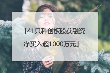 41只科创板股获融资净买入超1000万元