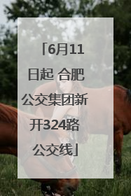6月11日起 合肥公交集团新开324路公交线